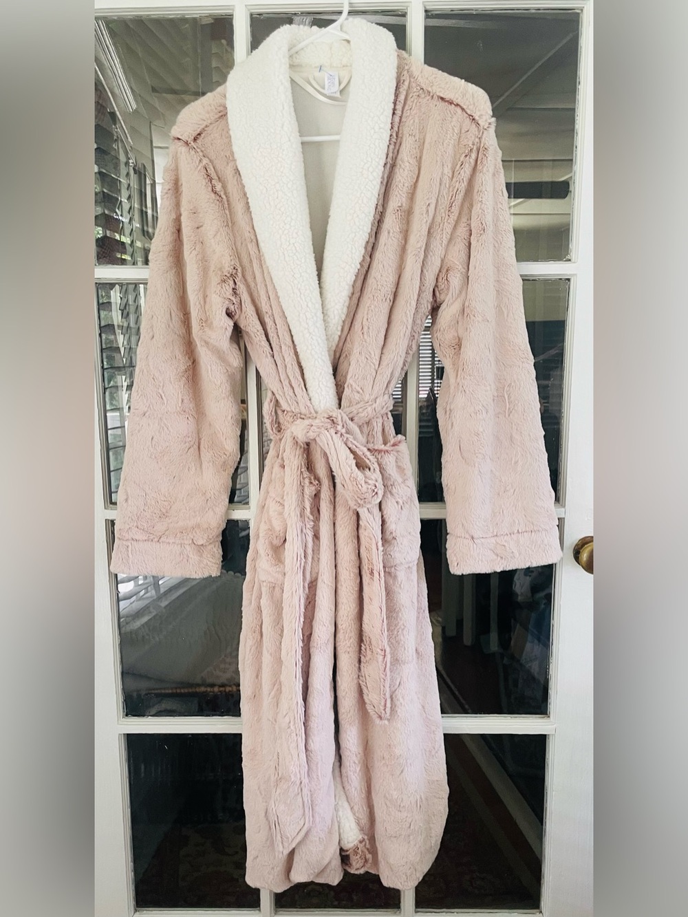 stars above Fleece Robe Women’s L/XL Pink/Cream Midi Length